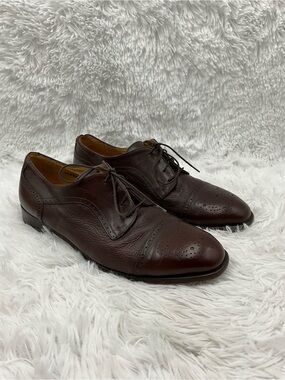 Vito Rufolo Oxford 9.5 Brown Leather Brogue Cap Toe Shoes Made in Italy